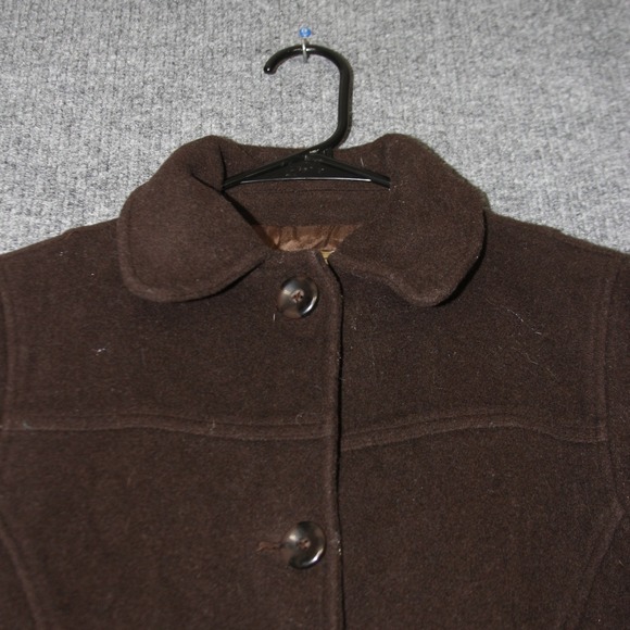 LL Bean Wool Blend Thinsulate Insulated Coat Womens S Brown OFJQ3 Button Up - Picture 3 of 8